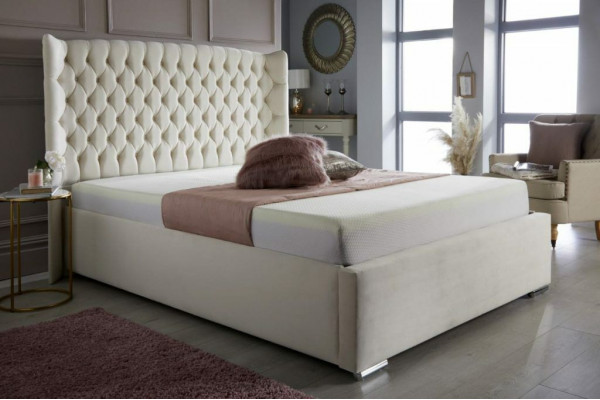 Chesterfield Bett Design Schlofzëmmer Englëscht Better 180x200cm Textil Polster