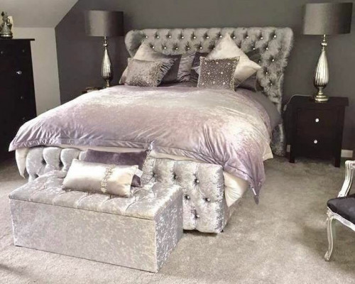 Chesterfield türkis-gréng Designer-Bett Schlofzëmmer Textil-Lieder Polster 180x200 cm