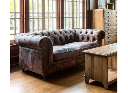 Braune Chesterfield Männerclub Sofa Couch Lieder Polster Drësëtzeger