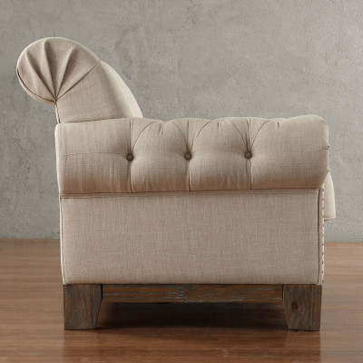 Chesterfield 2 Sëtz Klassesch Luxus Natur Holz Gestell Sofa Textil Lieder Couch