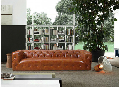 Ledersofa Kënschtlieder Couch Grouss - Sofa Luxus Wunnzëmmer Sëtz Pölster Véiersëtzer