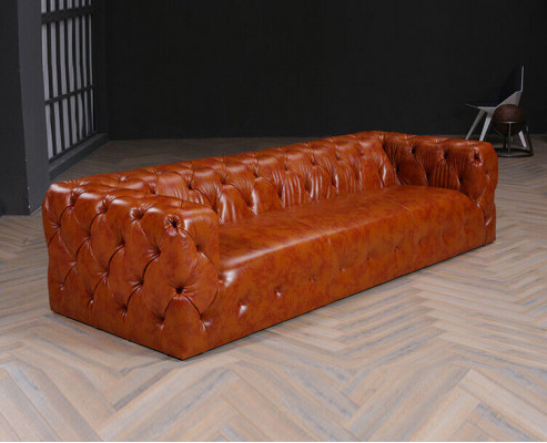 Ledersofa Kënschtlieder Couch Grouss - Sofa Luxus Wunnzëmmer Sëtz Pölster Véiersëtzer