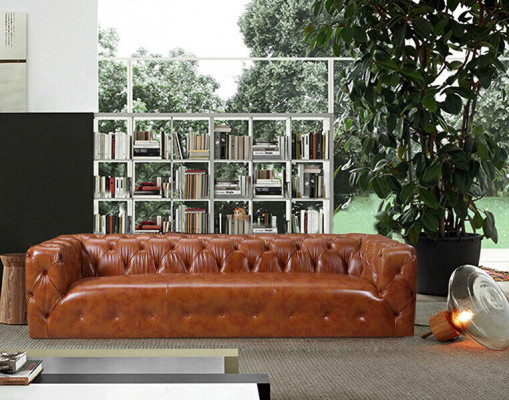 Ledersofa Kënschtlieder Couch Grouss - Sofa Luxus Wunnzëmmer Sëtz Pölster Véiersëtzer