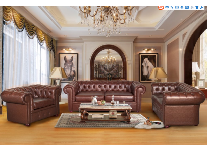 Chesterfield Canapé Sofa 2+1 Sëtzer Lieder Canapé Sëtz Garnitur Sofa Garnituren 2+1