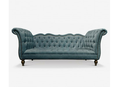 Englesche Luxus Canapé Chesterfield Faarweg Textil Cauch Türkis Blo Gréng Couchën
