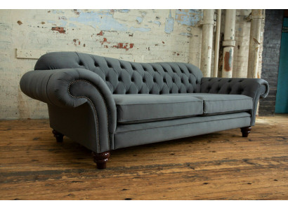 Grouss Sofa 4-Sëtz Couch Chesterfield Polstersëtz Garnitur Stoff Textil Nei Gro