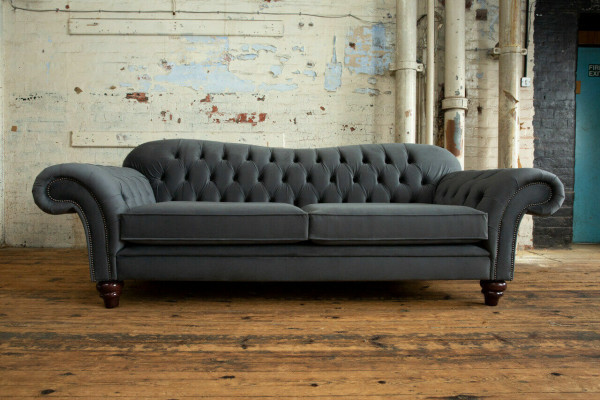 Grouss Sofa 4-Sëtz Couch Chesterfield Polstersëtz Garnitur Stoff Textil Nei Gro