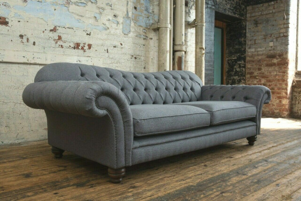 Sofa 4-Sëtzer Couch Design Chesterfield Sëtz Garnitur Lieder Textil Polster Nei