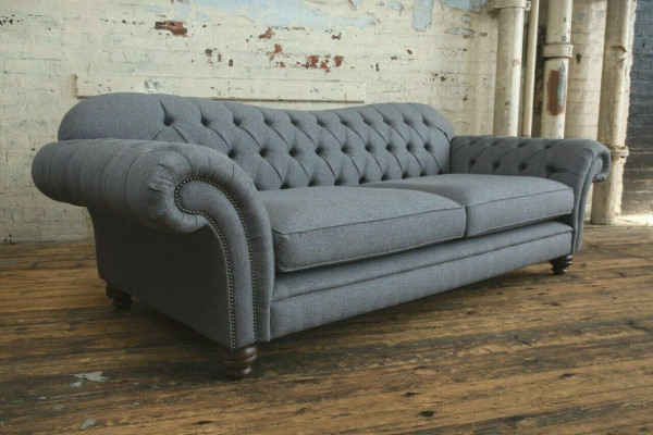 Sofa 4-Sëtzer Couch Design Chesterfield Sëtz Garnitur Lieder Textil Polster Nei
