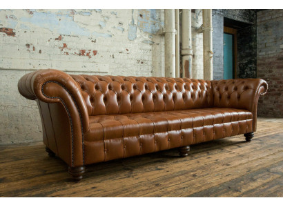 Brong Chesterfield Couch Lieder 4 Sëtzer XXL Grouss Sofa Couchen Grouss Neit Polster.