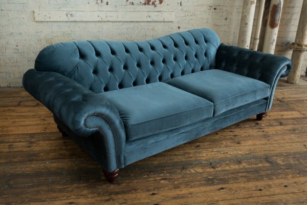 Chesterfield 4 Sëtz Sofa Polster Textil Couchen Wunnzëmmer Canapé