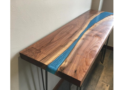 Konsolendësch Sideboard Echt Holz Designer Dësch Epoxyharz Waasserfall Floss