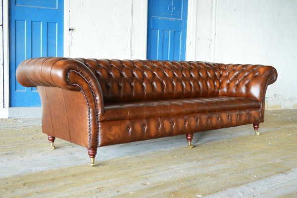 Chesterfield 4 Sëtz Polster Canapé Modern Stil Lieder Stoff Sofa Couchen Lieder