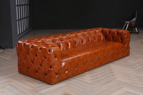 Chesterfield Sofa Canapé Polster Stoff Lieder Canapéen Polster Garnitur 4 Sëtz.