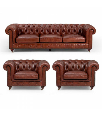 Sofagarnitur 3+1+1 Sëtzer Klassesch Luxus Chesterfield Sofa Lieder