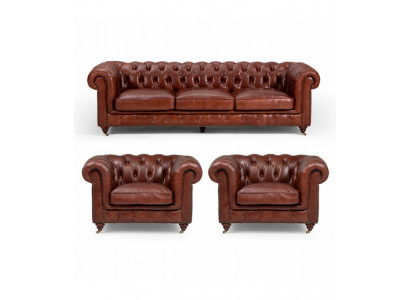 Sofagarnitur 3+1+1 Sëtzer Klassesch Luxus Chesterfield Sofa Lieder