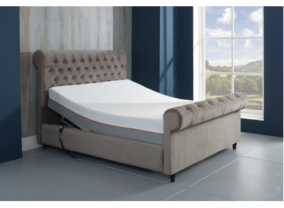 Designer Chesterfield Taupe Luxus Duebelbett Polster Gestell