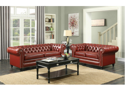 Braune Chesterfield Sofa 3+2 Sëtzer Polster Designer Canapéë Sofa Garnitur