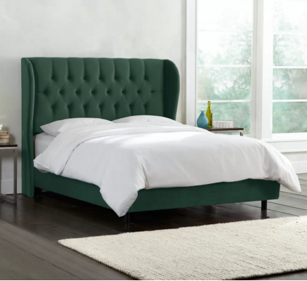 Chesterfield Design Samettbett Luxus Textilbetter Schlofzëmmer Duebel 160x200cm