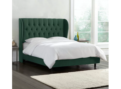 Chesterfield Design Samettbett Luxus Textilbetter Schlofzëmmer Duebel 160x200cm