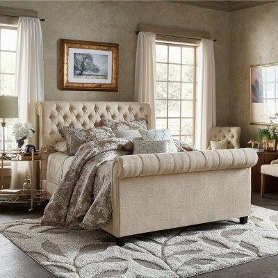 Grousst Luxus Chesterfield Duebelbett Polster Better Schlofzëmmermiwwelen