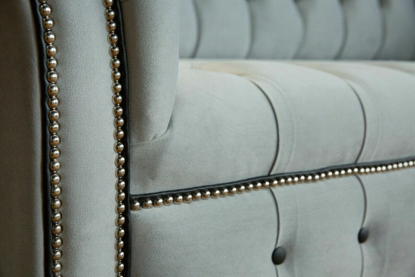 Chesterfield Sofa Set 3+2 Sëtzer Samt Velour Garnitur Design Garnituren