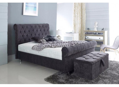 Chesterfield Design Samett-Bett Luxus Textil Better Schlofkummer Duebelbett