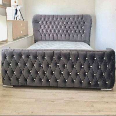 Chesterfield Design Bett Textil Lieder Samt Polster Hotel Better Schlofzëmmer