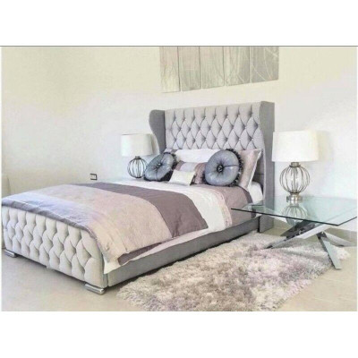 Chesterfield Design Bett Textil Samt Polster Lieder Hotel Better Schlofzëmmer Nei