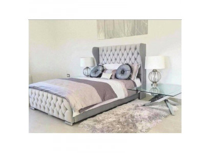 Chesterfield Design Bett Textil Samt Polster Lieder Hotel Better Schlofzëmmer Nei