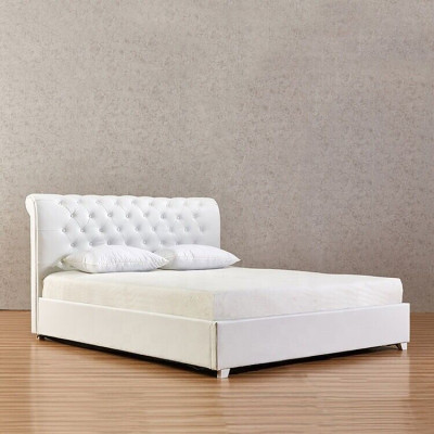 Chesterfield Designer Bett Schlofzëmmer Konschtlieder Polster 140/160/180/200 cm