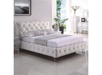 Wäisst Chesterfield Polster-Doppelbett Textil Schlofzëmmer Miwwelen