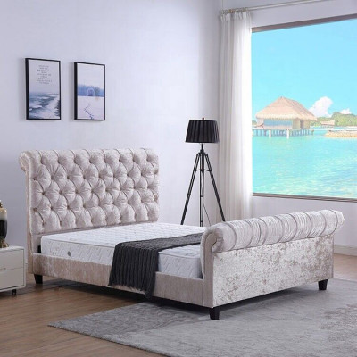 Modern beige Chesterfield-Bett Designer-Doppelbett Luxusmiwwelen