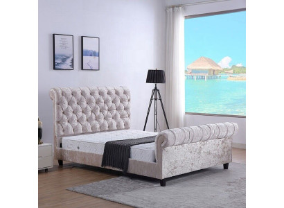 Modern beige Chesterfield-Bett Designer-Doppelbett Luxusmiwwelen
