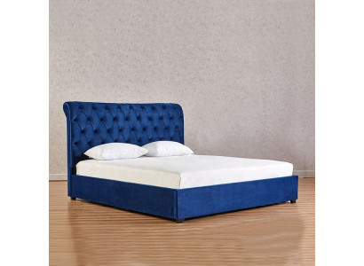 Blo Chesterfield Duebelbett Schlofzëmmer Luxus Miwwelen Polster Better