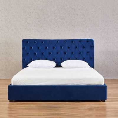 Blo Chesterfield Duebelbett Schlofzëmmer Luxus Miwwelen Polster Better