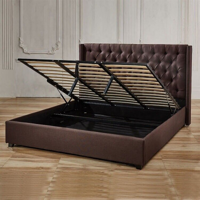 Schlofzëmmer Bett 200x200cm Gepolstert Better Chesterfield Textilstoff