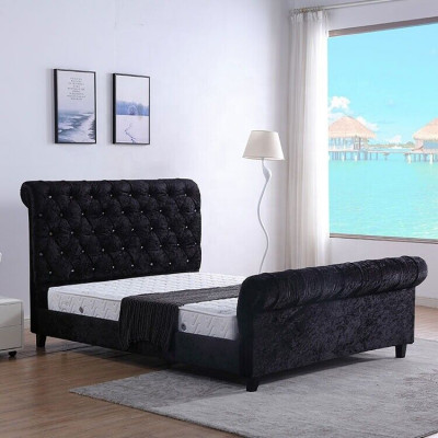 Schwaarzt Schlofzëmmer Chesterfield Bett Eedelt Schlofzëmmer Bett