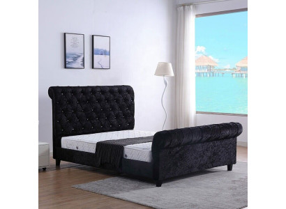 Schwaarzt Schlofzëmmer Chesterfield Bett Eedelt Schlofzëmmer Bett