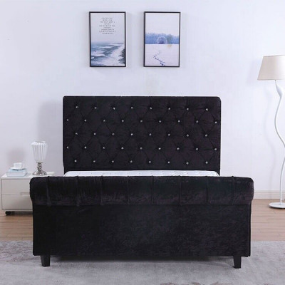 Schwaarzt Schlofzëmmer Chesterfield Bett Eedelt Schlofzëmmer Bett