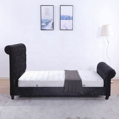 Schwaarzt Schlofzëmmer Chesterfield Bett Eedelt Schlofzëmmer Bett