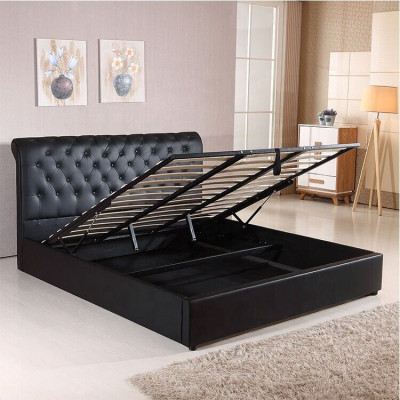 Schwaarzt Luxus Chesterfield Designer Duebelbett Gepolstert Bett