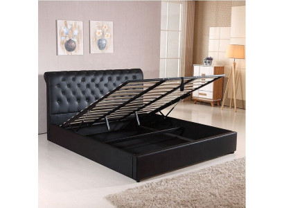 Schwaarzt Luxus Chesterfield Designer Duebelbett Gepolstert Bett