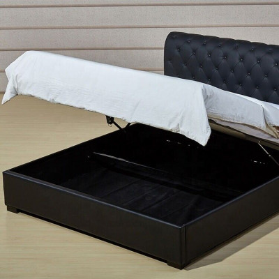 Schwaarzt Luxus Chesterfield Designer Duebelbett Gepolstert Bett