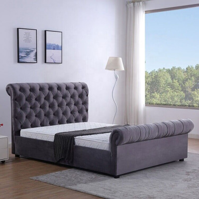 Design Chesterfield Bett Textilleder Hotel Better Schlofzëmmer Nei Samt Gepolssert