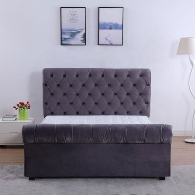 Design Chesterfield Bett Textilleder Hotel Better Schlofzëmmer Nei Samt Gepolssert