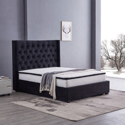 Modernt schwaarzt Chesterfield Luxusbett Textil Duebelbetter