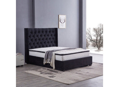 Modernt schwaarzt Chesterfield Luxusbett Textil Duebelbetter