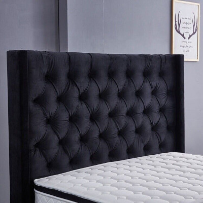 Modernt schwaarzt Chesterfield Luxusbett Textil Duebelbetter