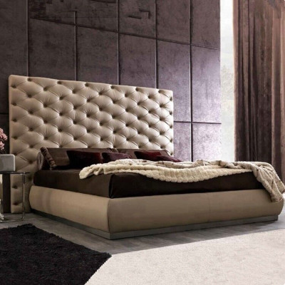 Beige Mauerpanneau Chesterfield Luxusbett Designer Duebelbetter